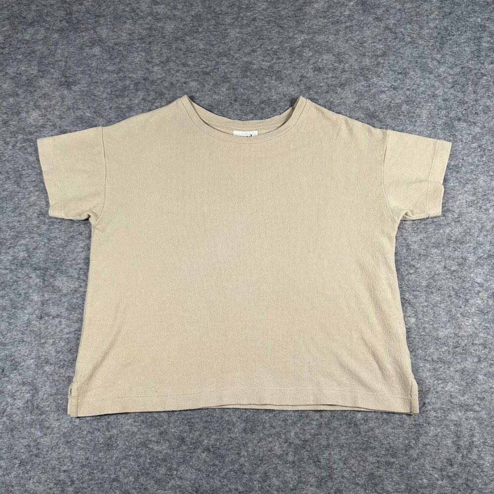 Seed Heritage Top Womens XXS Tan Beige Excellent Short Sleeve Textured Boxy Tee